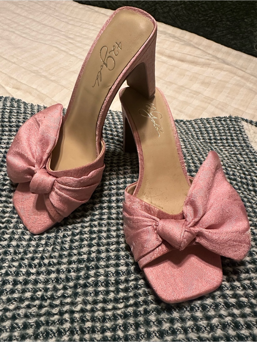 Pink Bow Slide Heels by 42Gold NWT